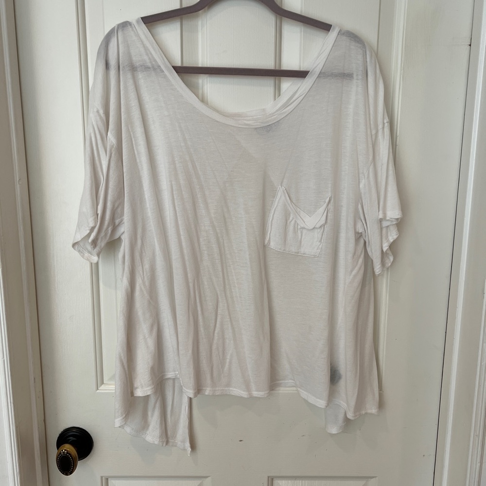 Planet blue white T-shirt. Size LARGE